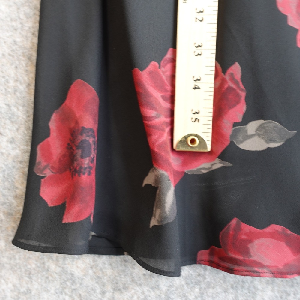 Vintage 90s Limited Maxi Skirt S Black Floral Rose Chiffon Romantic Whimsigoth - Picture 7 of 9